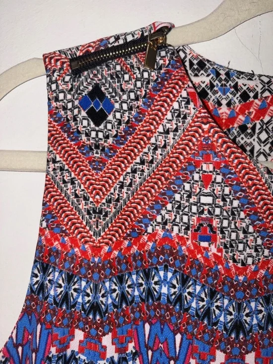 AB Studio Sleeveless Midi Dress in Red, Blue & White - Picture 4 of 7